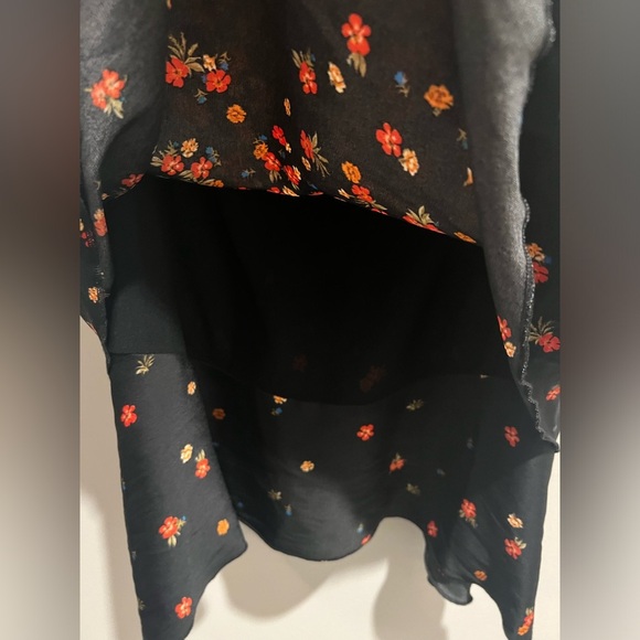 INTIMATELY FREE PEOPLE Black/Red Floral Spaghetti Strap Ruffle Top - Picture 9 of 10